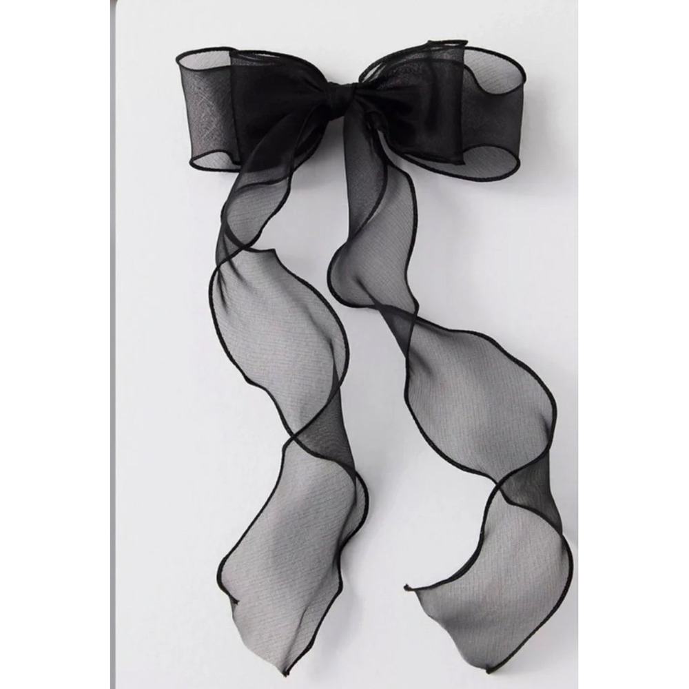 Free People Black Organza Lady Bow Hair Clip 🖤🎀